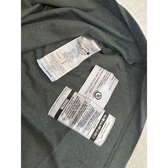Carhartt Mens Green Flame Resistant Force Cotton Long Sleeve Shirt Medium CAT 2 - Picture 9 of 10